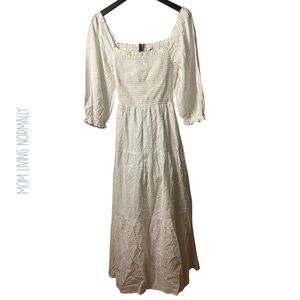 Lush Elegant Long Sleeve Cream Dress